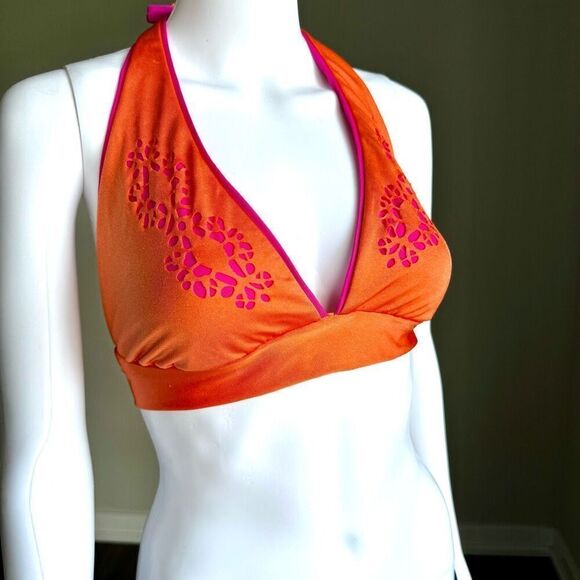 Becca Pink And Orange Cutout Hipster Two Piece Bikini - Picture 3 of 12